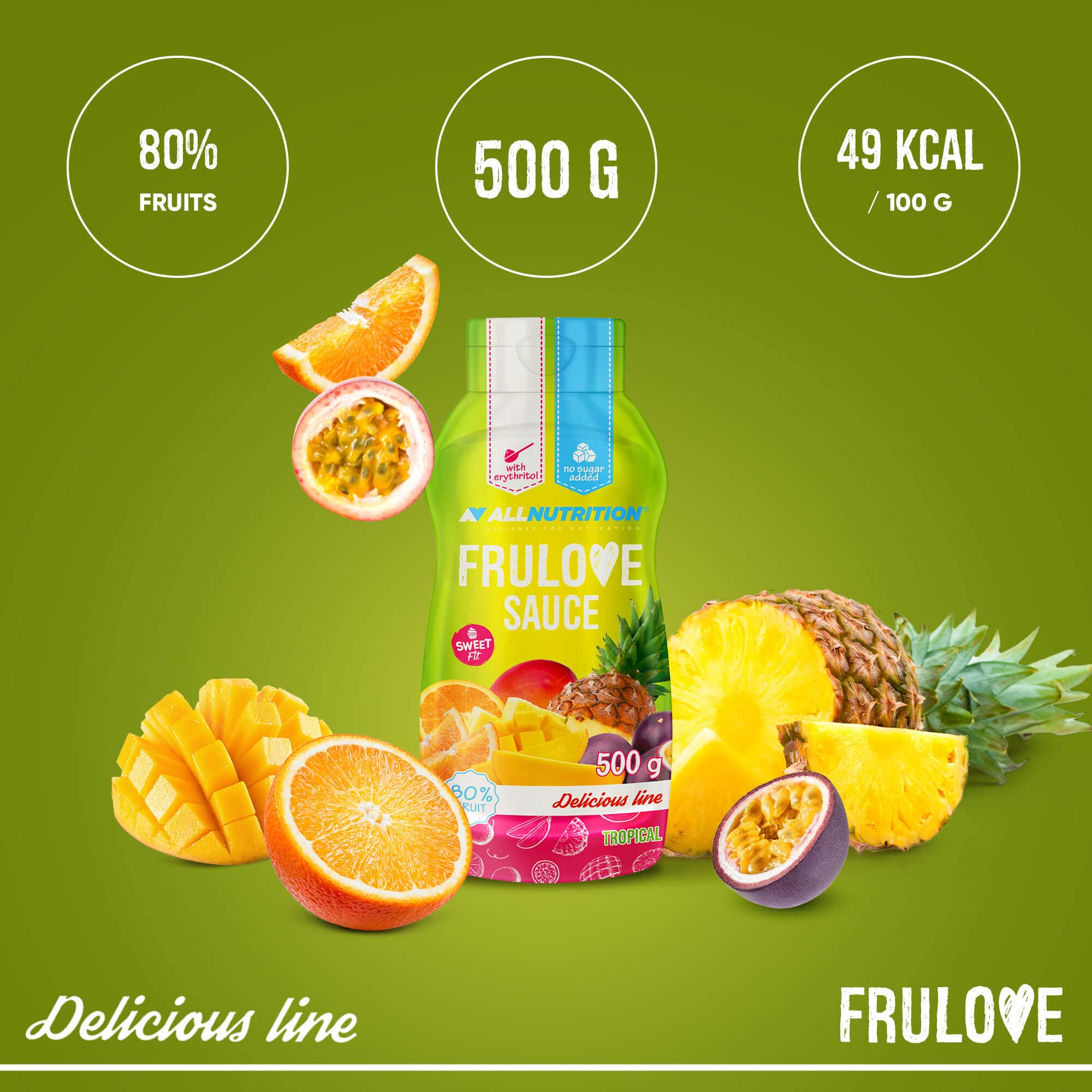 AllNutrition Frulove 500 g sciroppo frutta tropical sugar-free