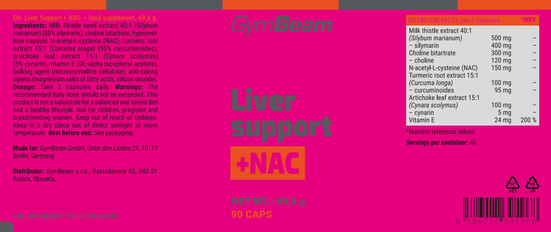 GymBeam Liver Support NAC fegato 90 capsule vegane