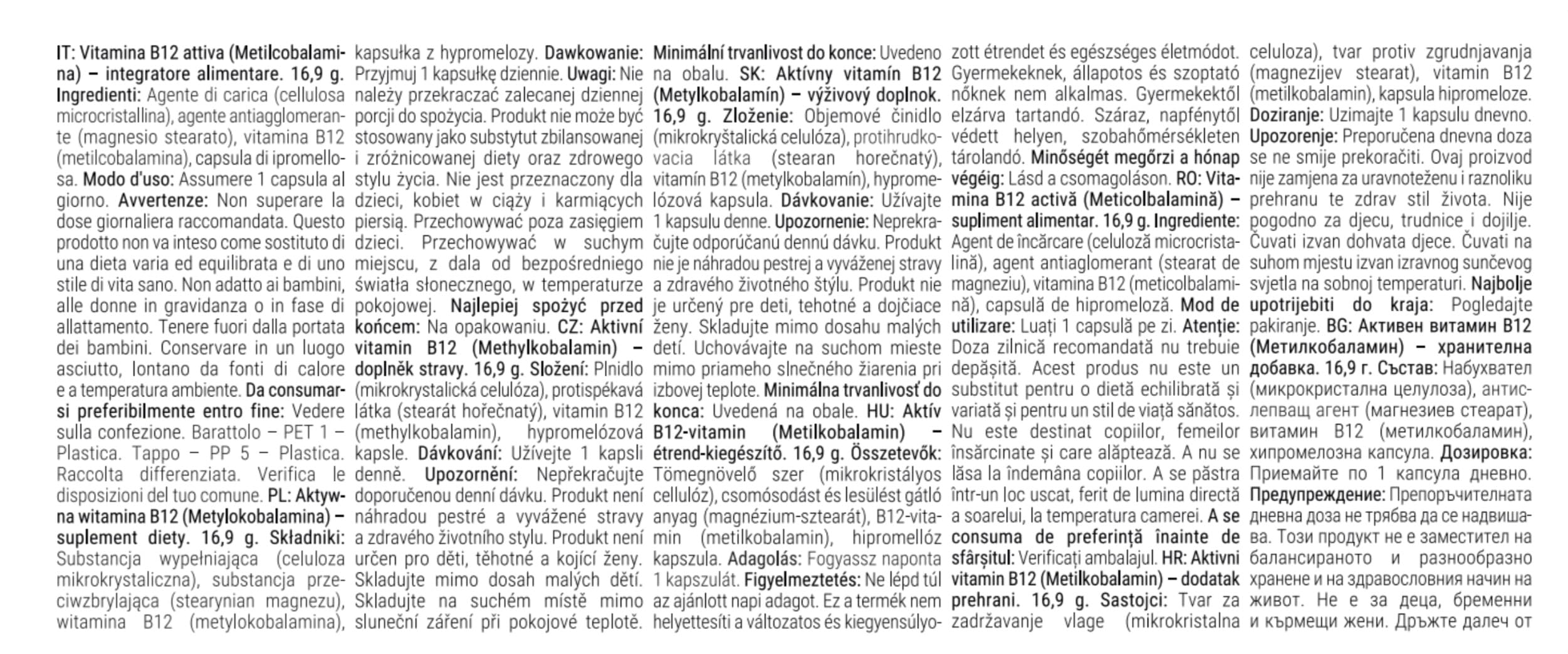 GymBeam Vitamina B12 Metilcobalamina 60 cps energia