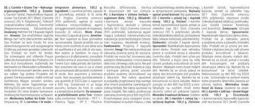 GymBeam L-Carnitina Tè Verde Bruciagrassi 120 Capsule Vegane