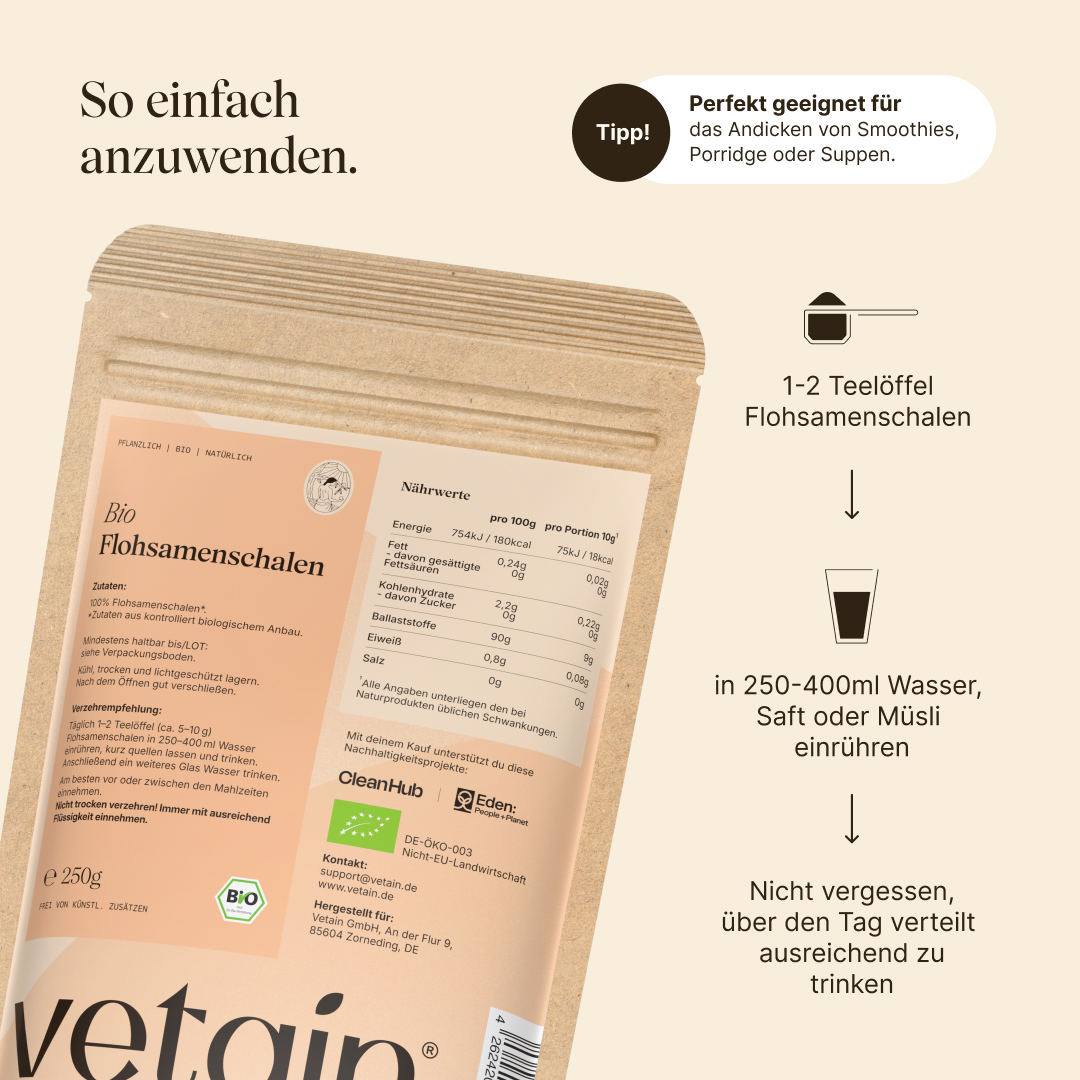 Vetain Snacks Buccia di Psillio Bio 250g fibre