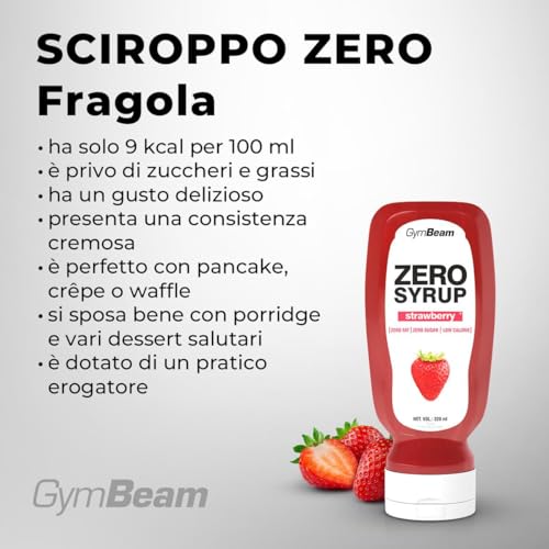 GymBeam Sciroppo ZERO Fragola 320 ml Dolcificante Zero Calorie