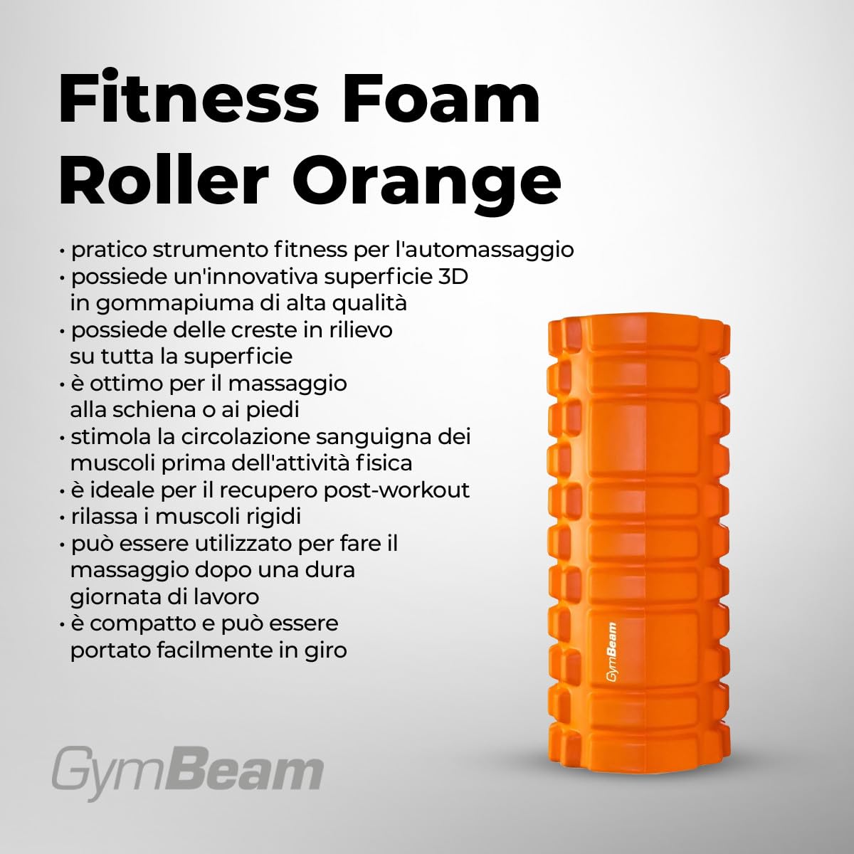 GymBeam Accessori Foam Roller rullo pilates arancione recupero