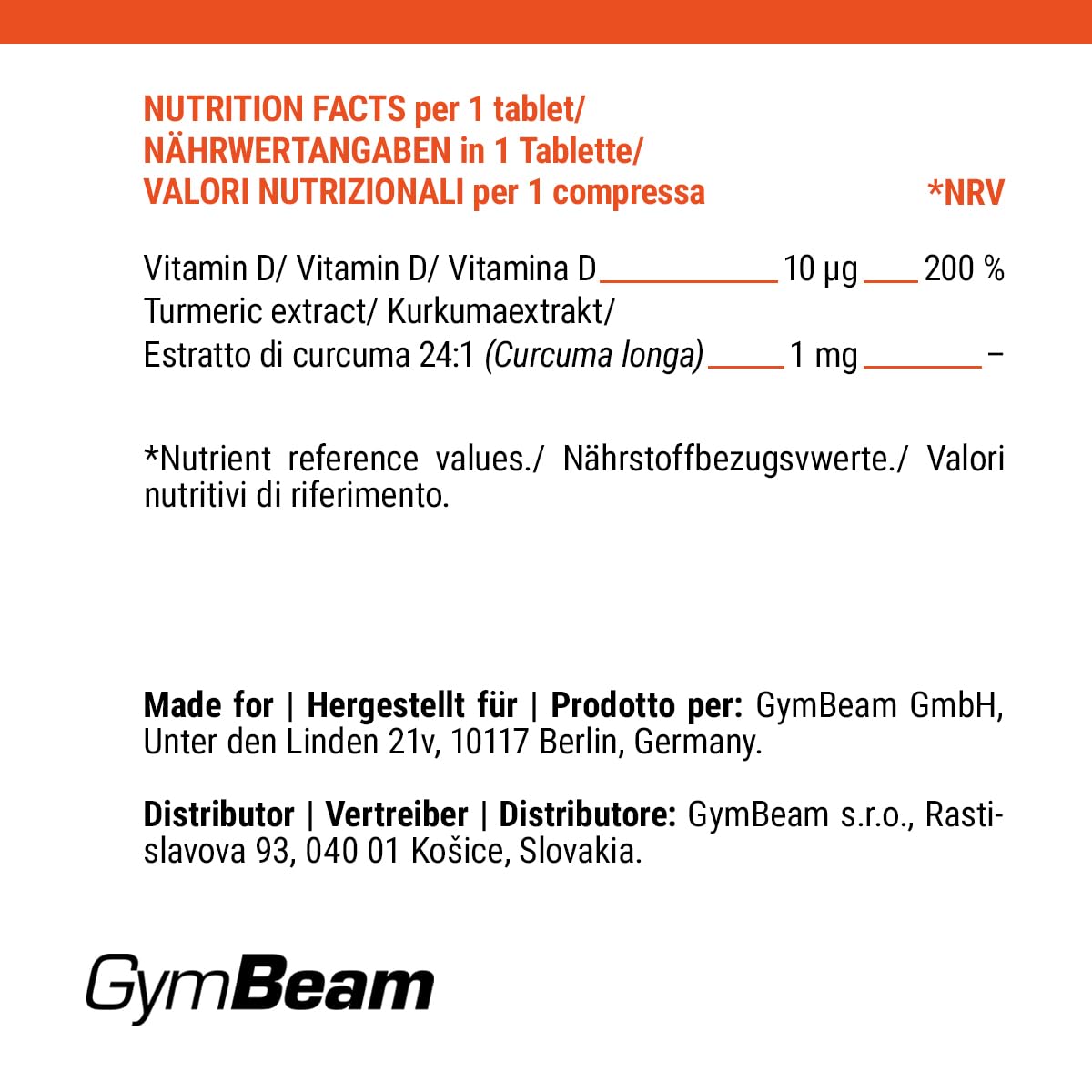 GymBeam Vitamine D3 Bambini Masticabile Arancia 120 Compresse