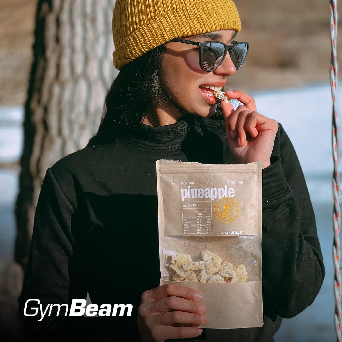 GymBeam Ananas Liofilizzato 100g Snack Senza Zuccheri