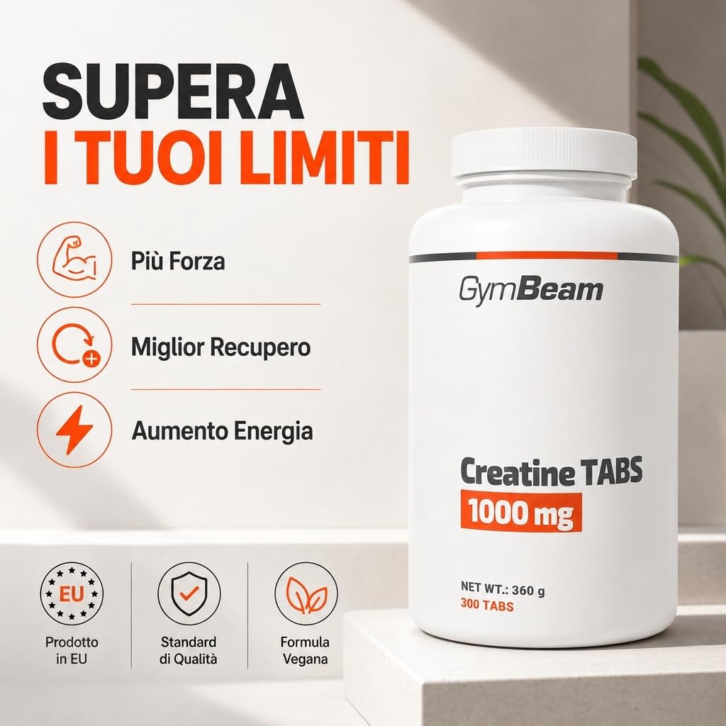 GymBeam Creatina Monoidrato 1000mg 300 cps forza ATP
