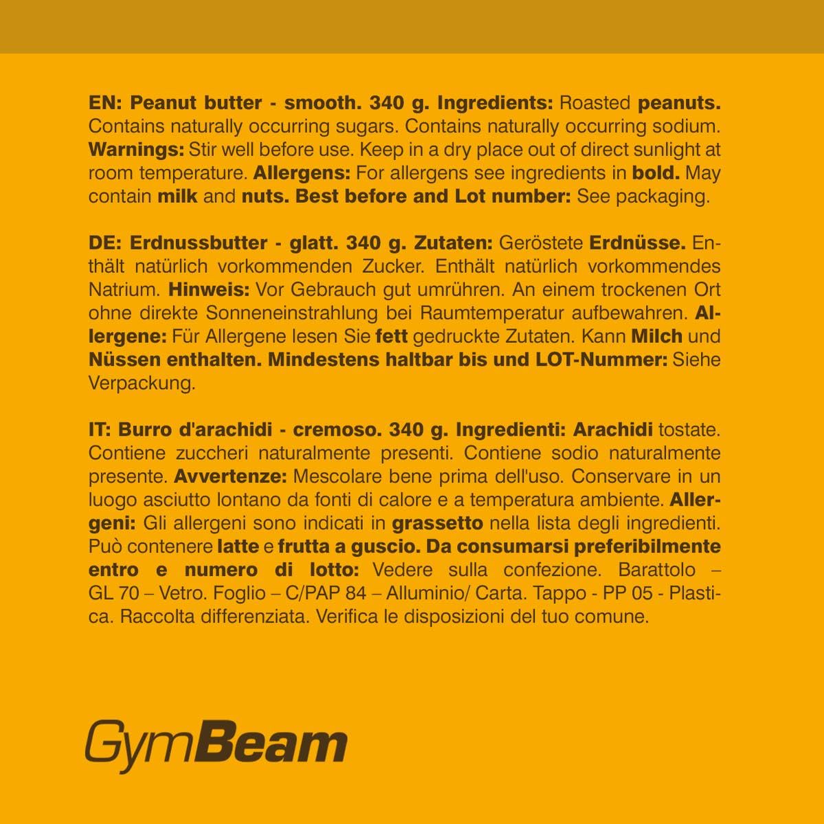 GymBeam Burro di Arachidi Cremoso 340 g proteico