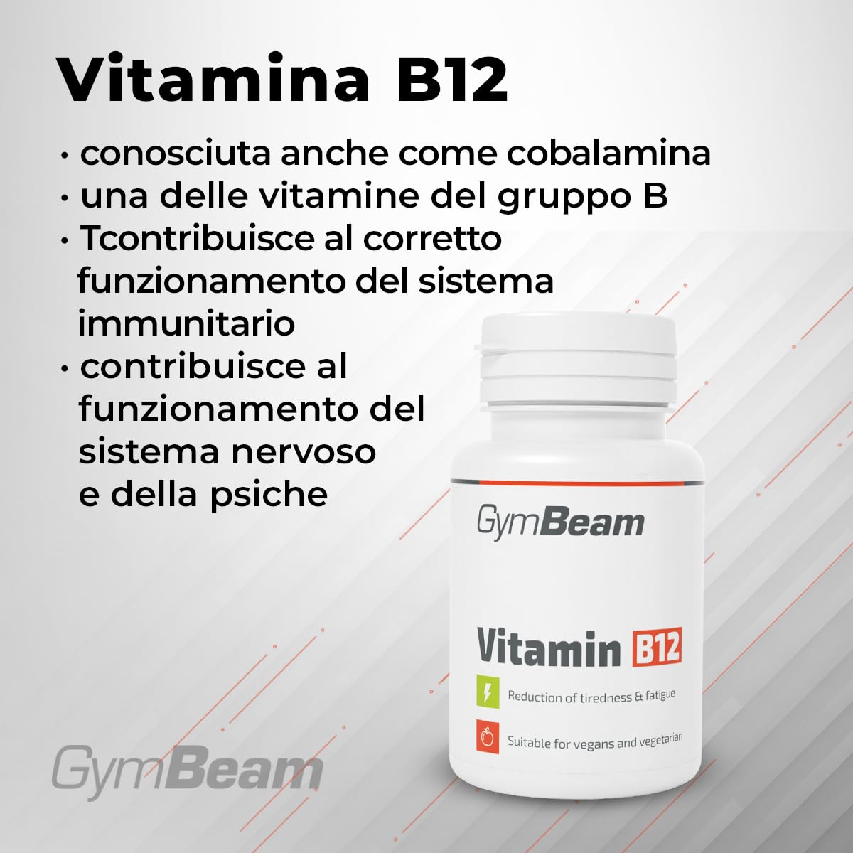 GymBeam Vitamina B12 90 Compresse Energia Sistema Nervoso Vegani