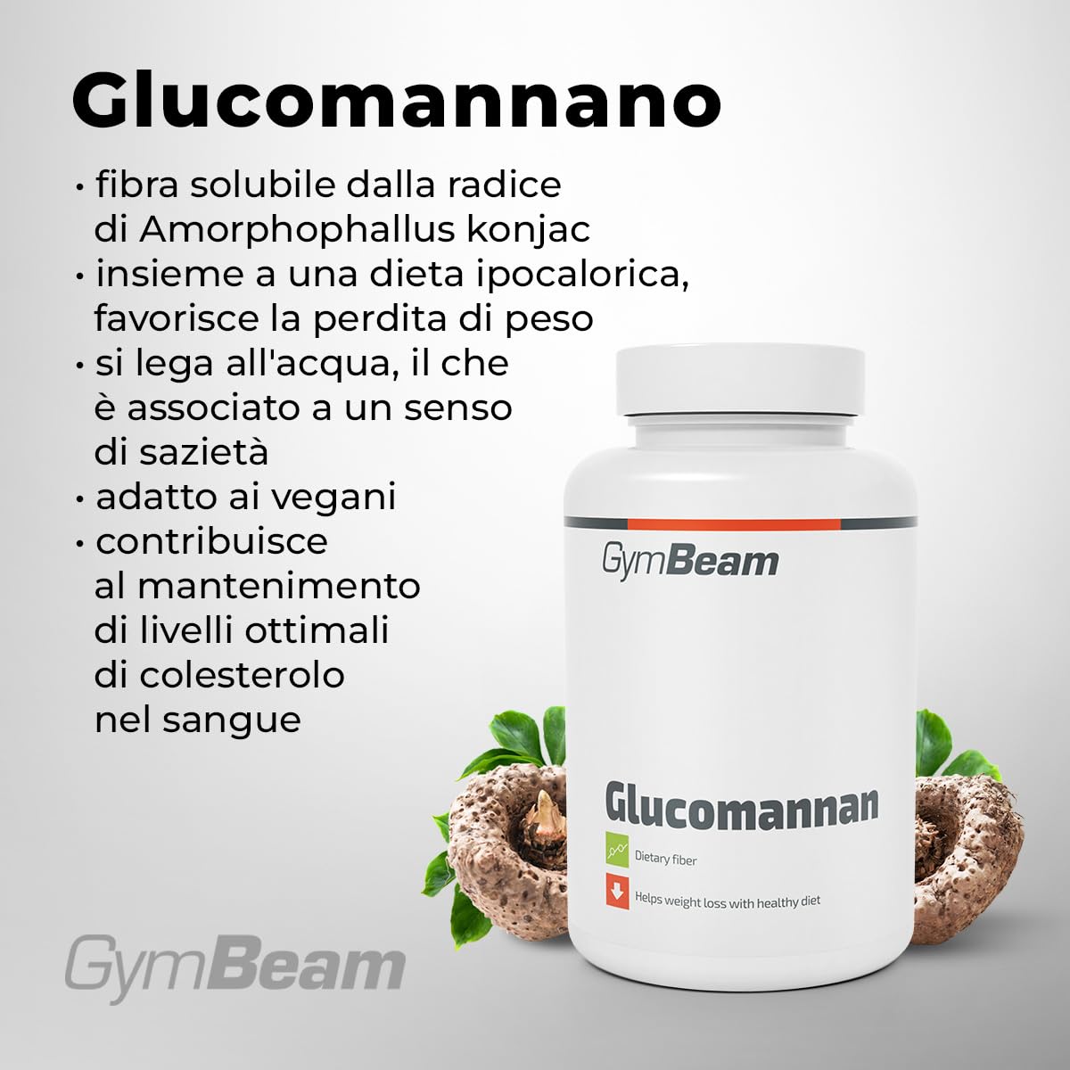 GymBeam Bruciagrassi Glucomannano 120 cpr integratore fibra sazietà
