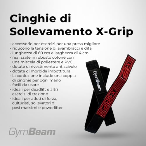 GymBeam X-Grip Cinghie Sollevamento Straps 60x4 cm