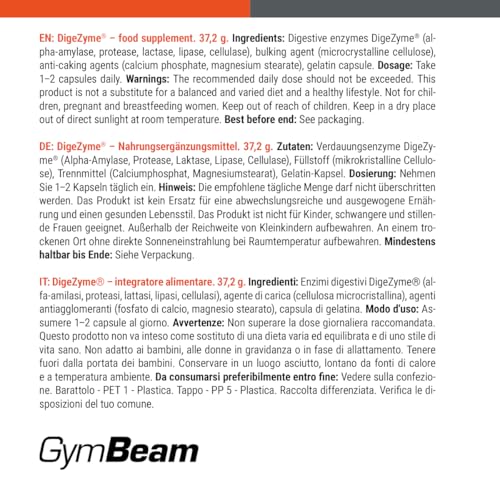GymBeam DigeZyme Enzimi Digestivi Capsule 5 Enzimi