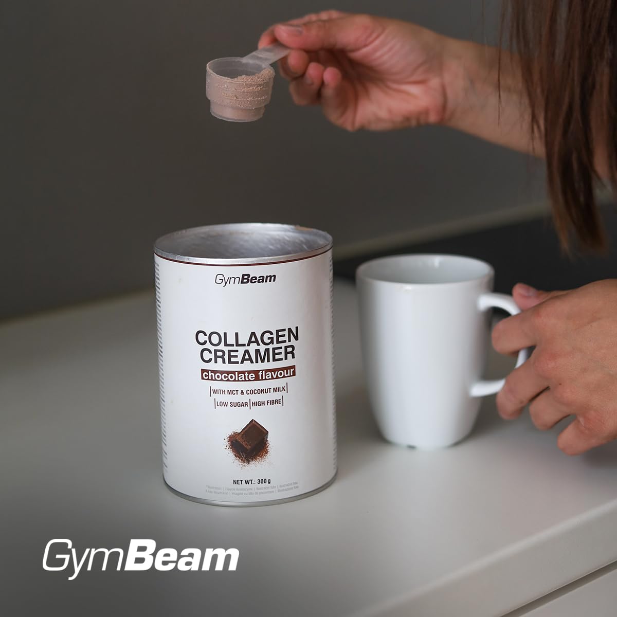 GymBeam Collagen Creamer 300 g polvere cioccolato cocco proteine