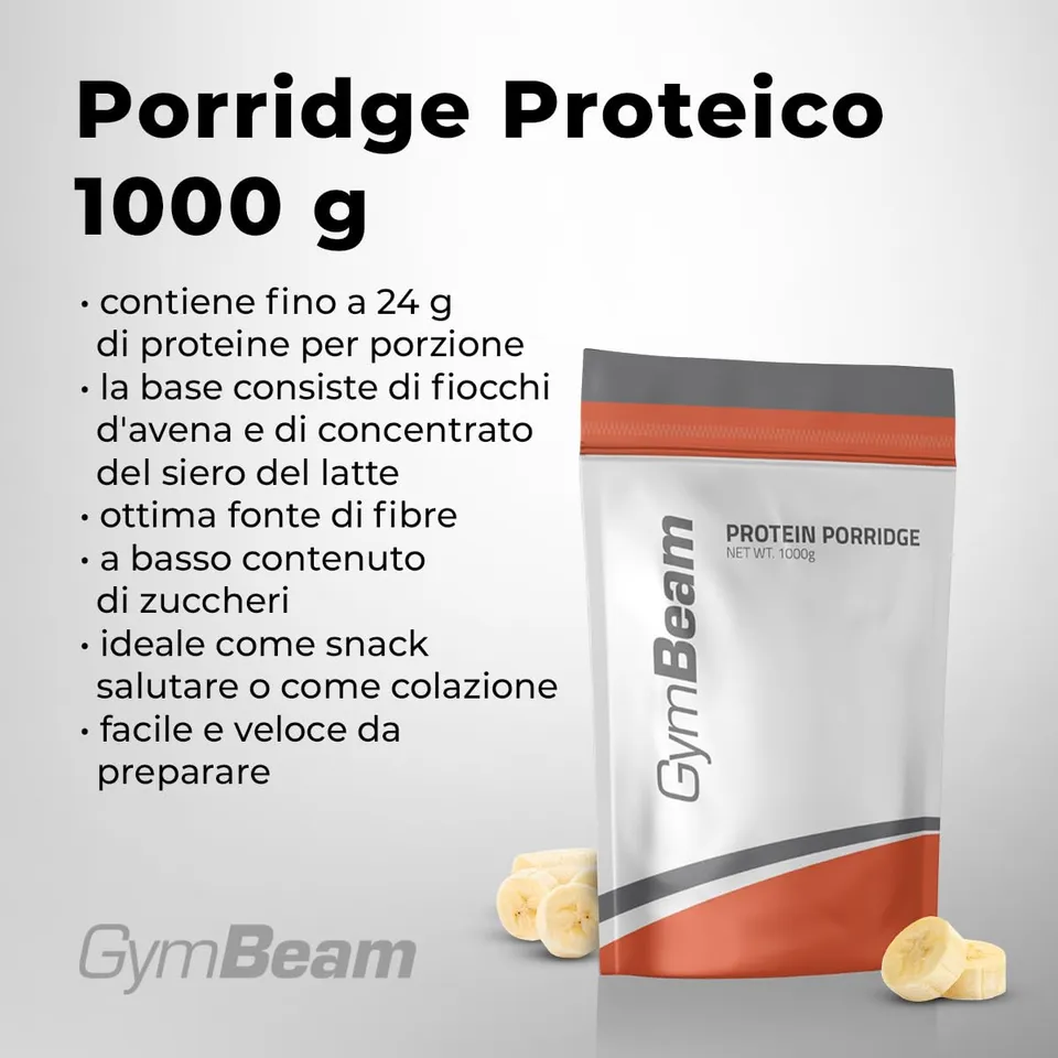 GymBeam Porridge Proteico Banana 1000 g con 24 g Proteine