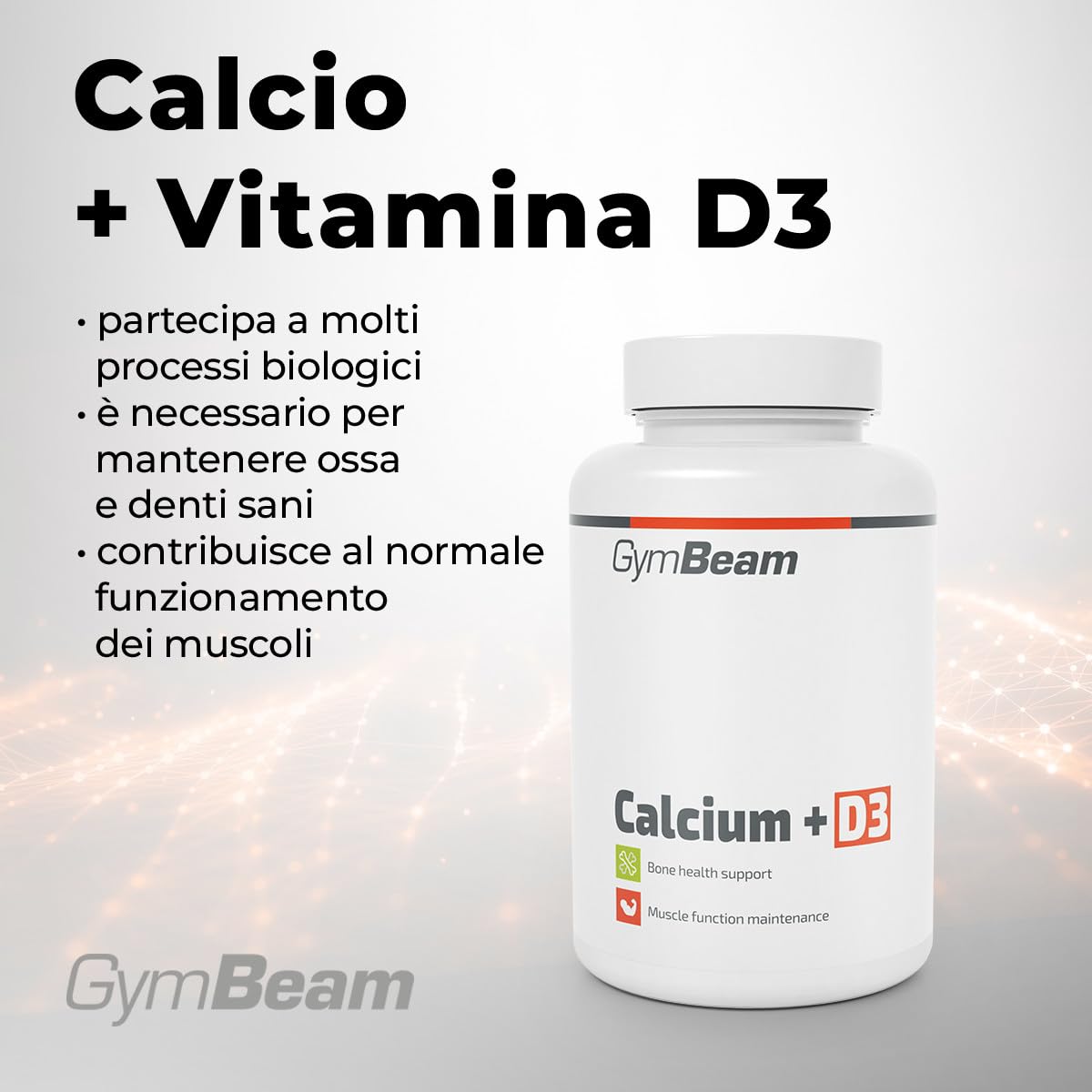 GymBeam Calcio + Vitamina D3 Capsule 320 mg Ossa
