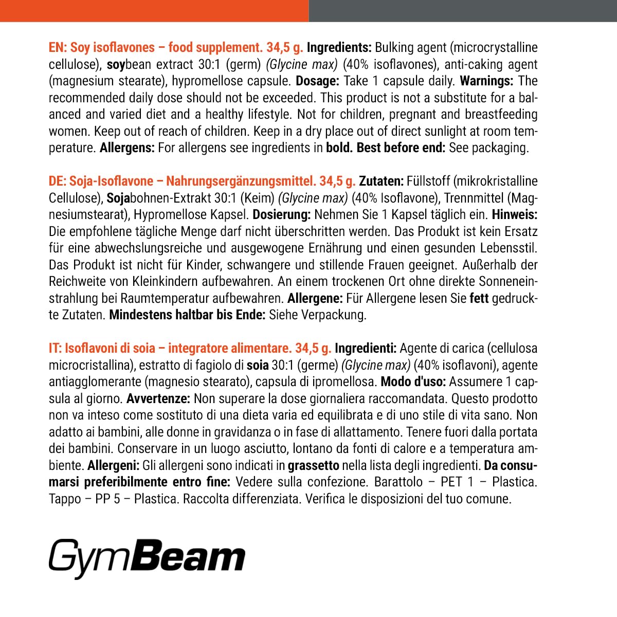 GymBeam Isoflavoni di Soia Capsule Vegane Equilibrio Donna