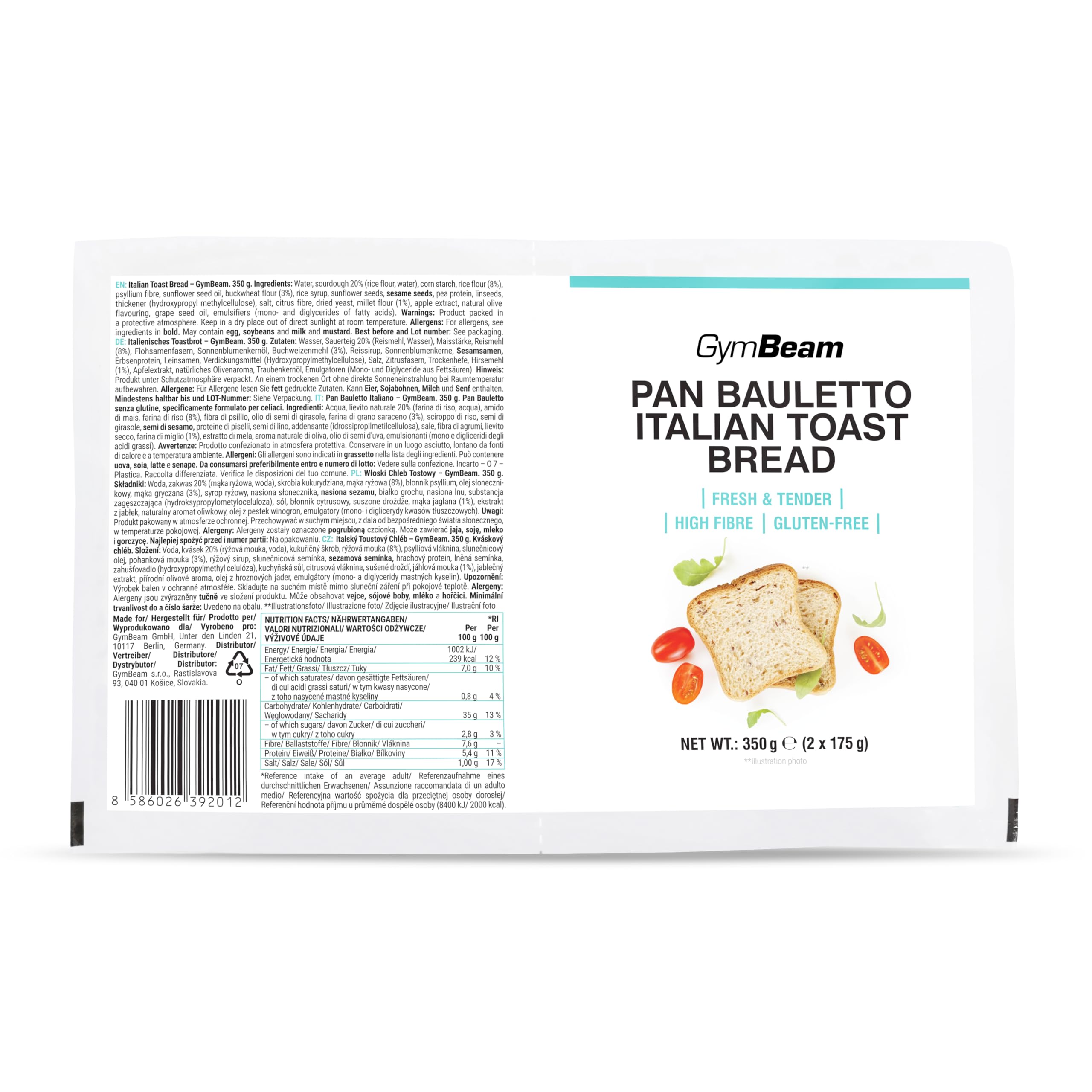 GymBeam Pane Bauletto Senza Glutine Semi Fibre 350 g