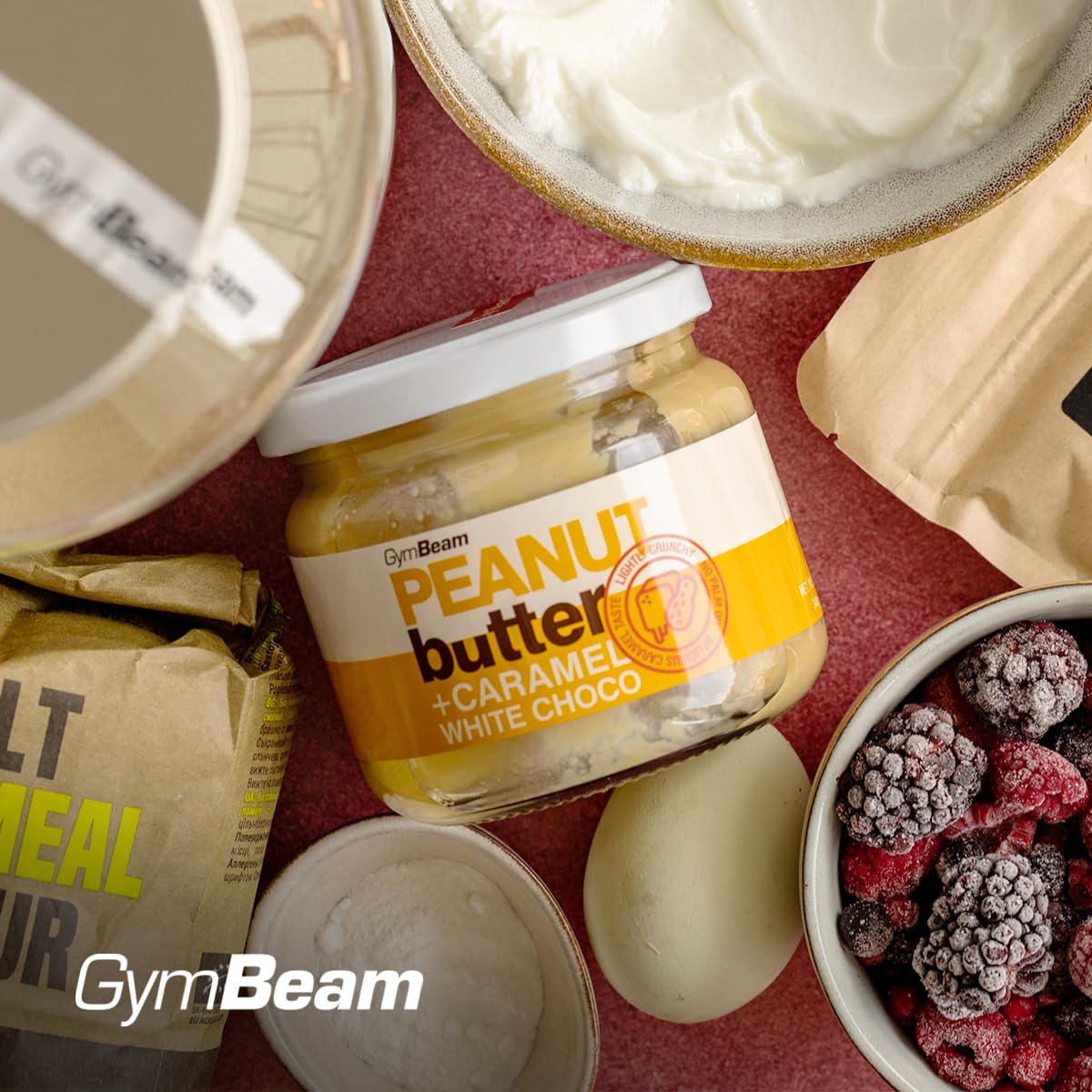 GymBeam Burro di Arachidi Cioccolato Bianco Caramello Crema