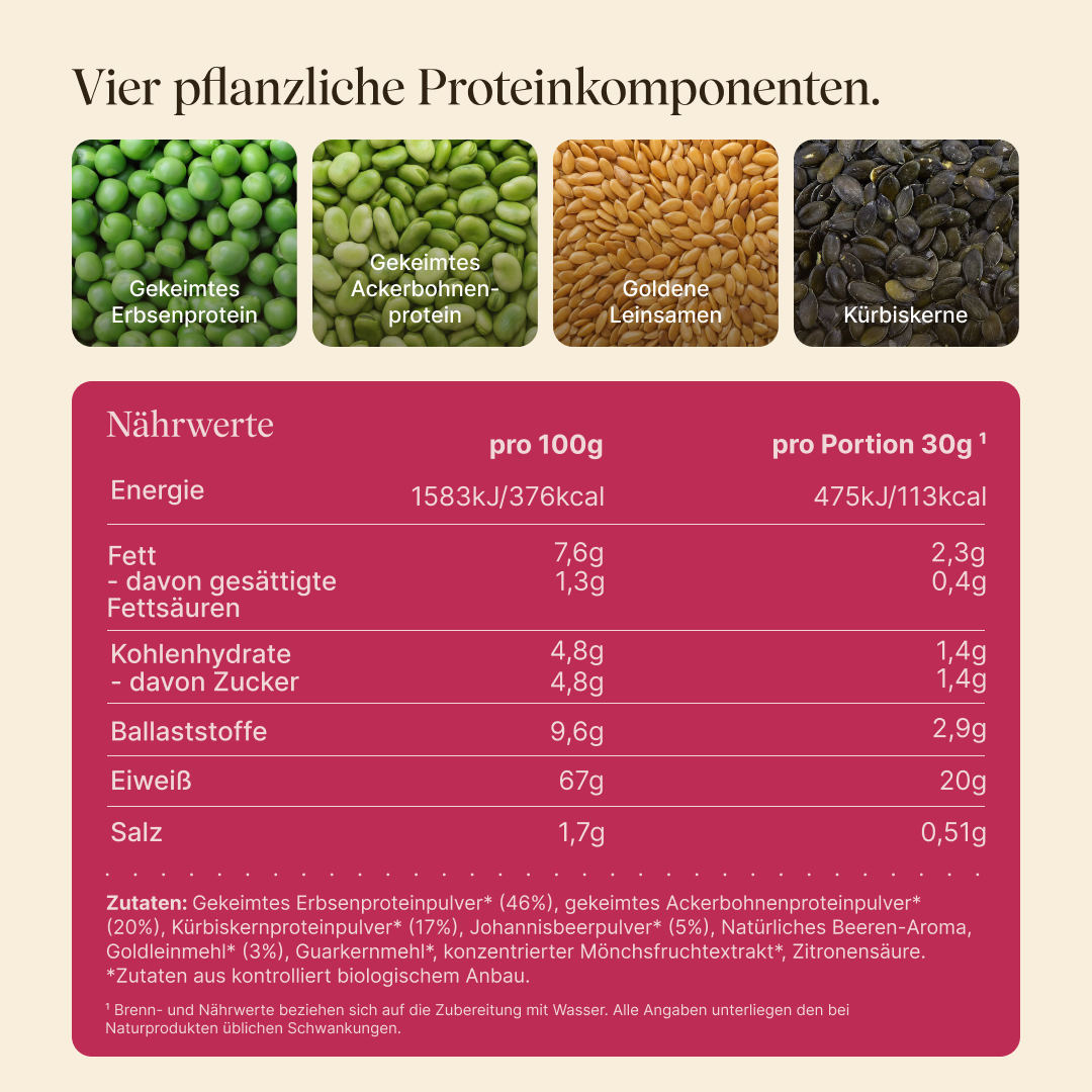 Vetain Veganes Proteinpulver Beere proteine 540 g bio