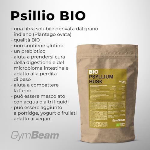 GymBeam Alimentazione Psillio Bio 300 g Fibra Vegana