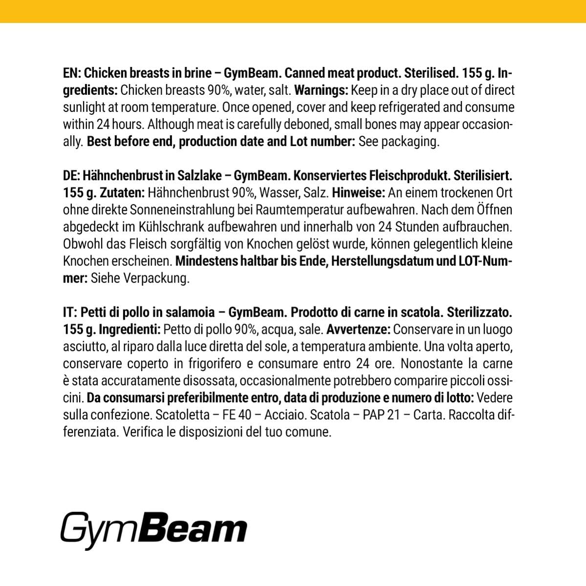 GymBeam Petto di Pollo 12x155 g Alto Proteico