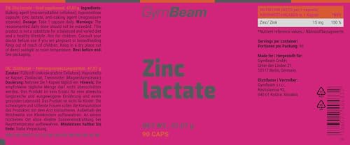 GymBeam Lattato di Zinco Capsule Vegane 15 mg