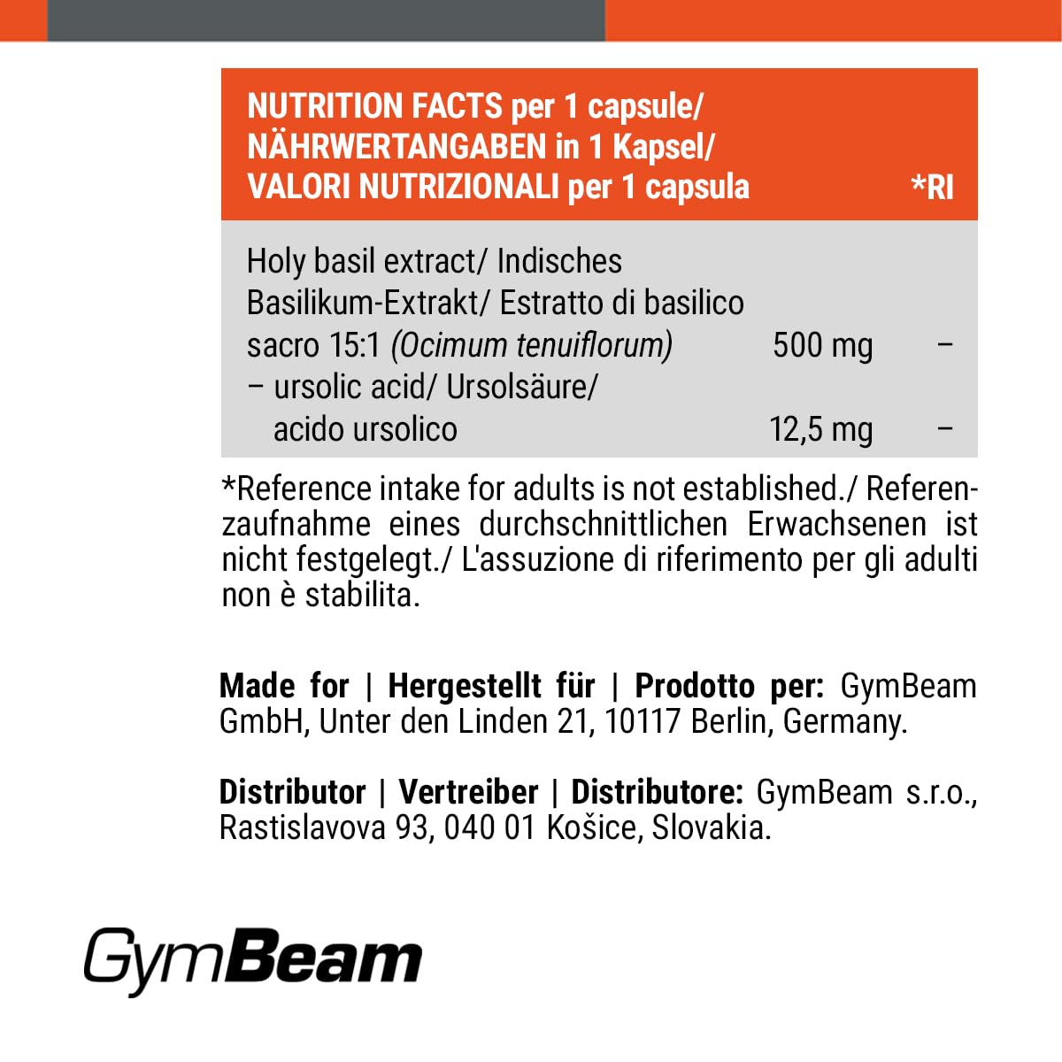 GymBeam Basilico Santo capsule tulsi acido ursolico