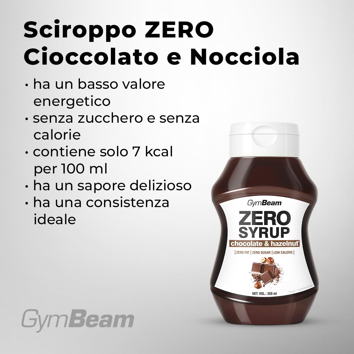 GymBeam Alimentazione Sciroppo ZERO 350 ml Cioccolato Nocciola