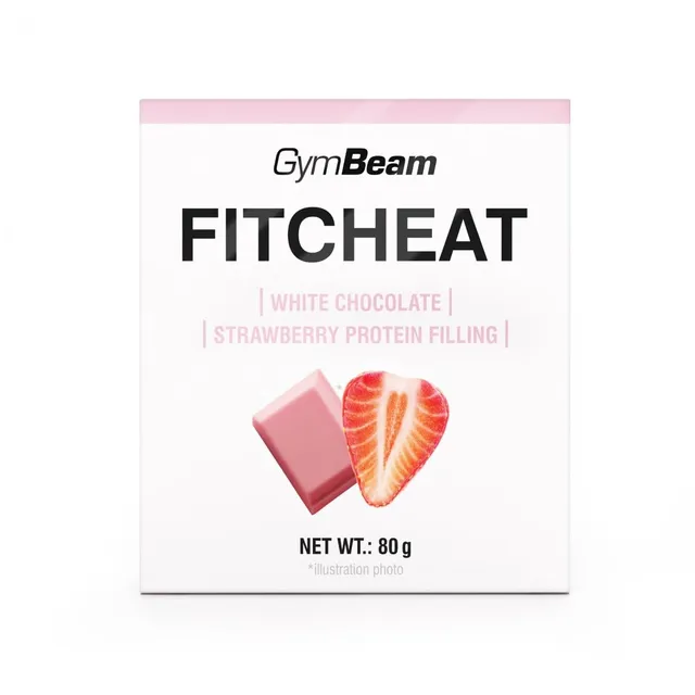 GymBeam Fitcheat Cioccolato Proteico Bianco Fragola 80g