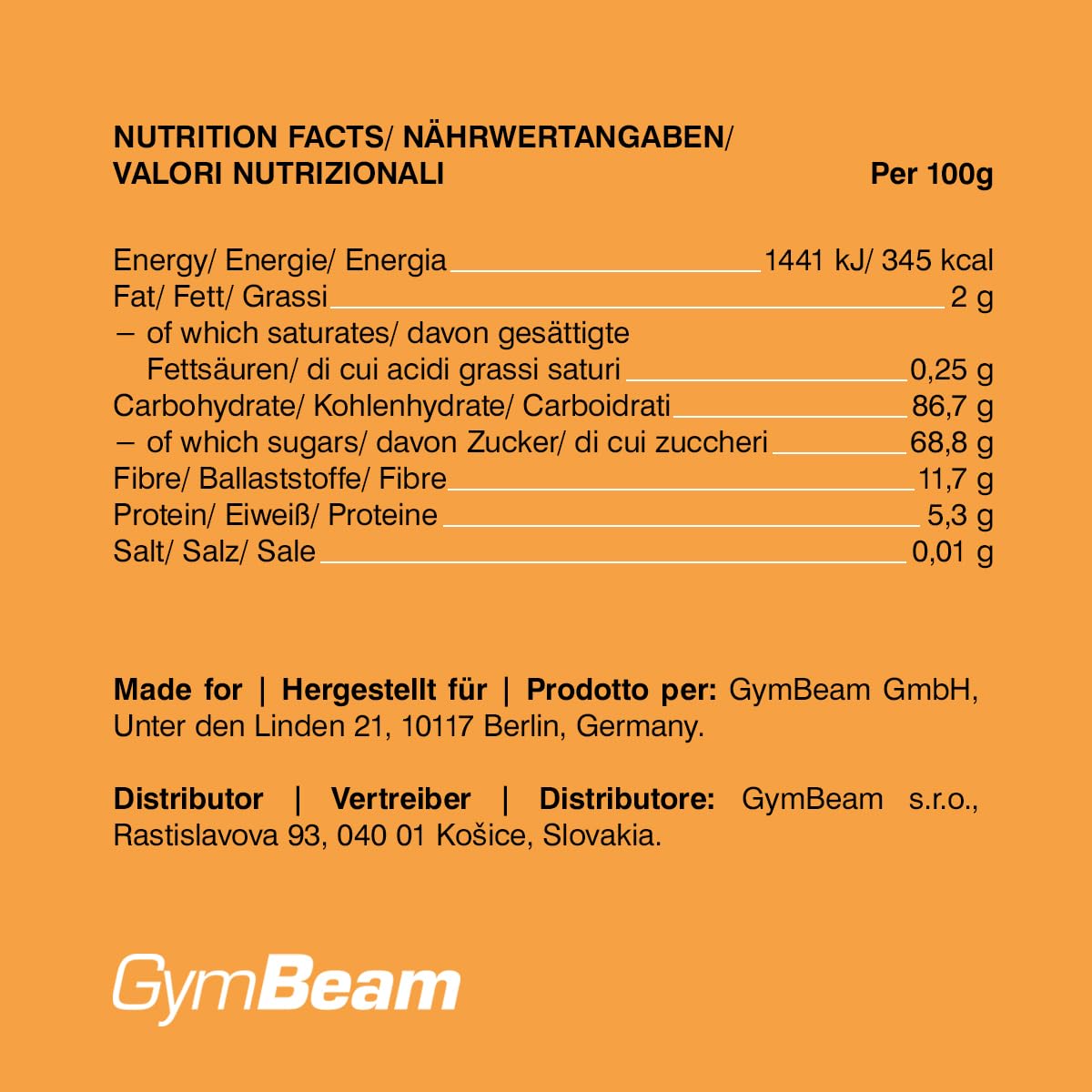 GymBeam Mandarini Liofilizzati Frutta Croccante 100 g Senza Zuccheri