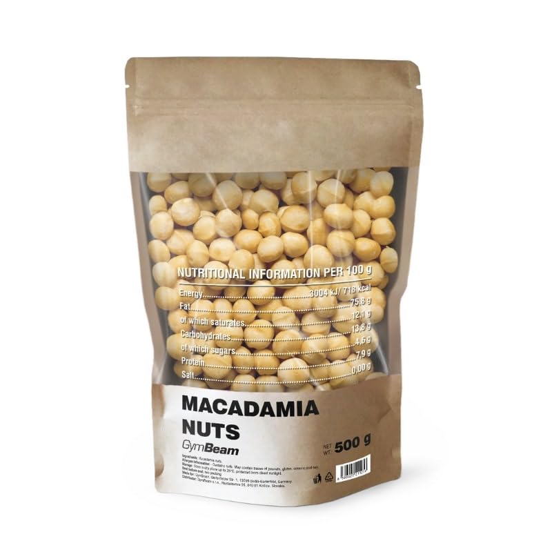 GymBeam Noci di Macadamia Intere Non Salate 500g Snack Vegano