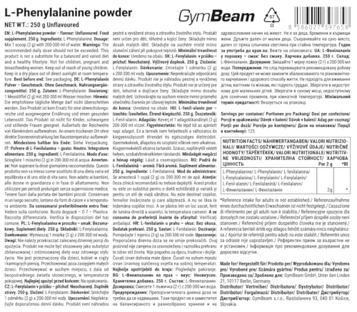 GymBeam L-Fenilalanina Polvere Amminoacido 250 g Vegan