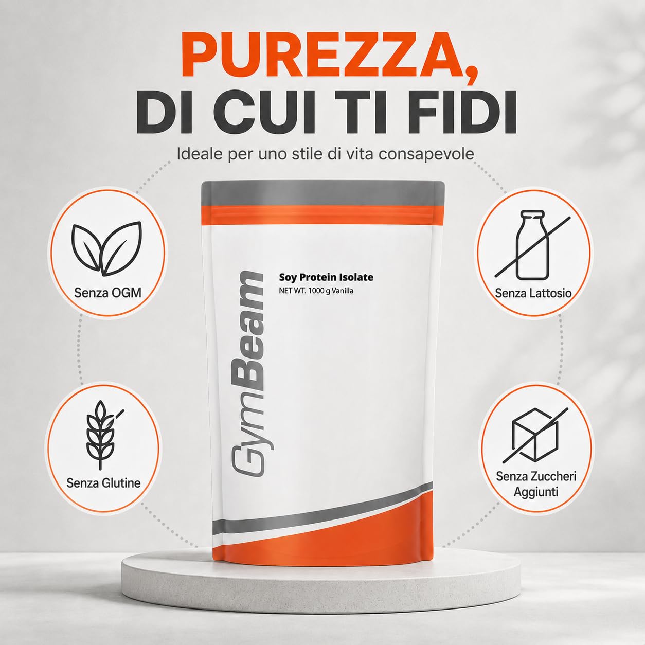 GymBeam Proteine Isolate Soia in Polvere 1000 g Cioccolato Vegane