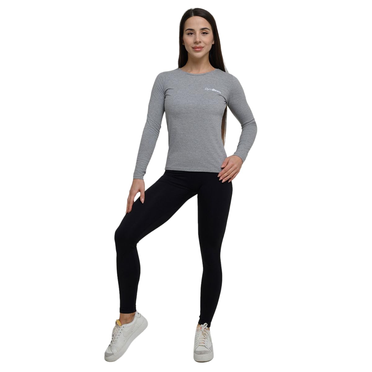 GymBeam T-Shirt Maniche Lunghe Donna L Grey 100% Cotone