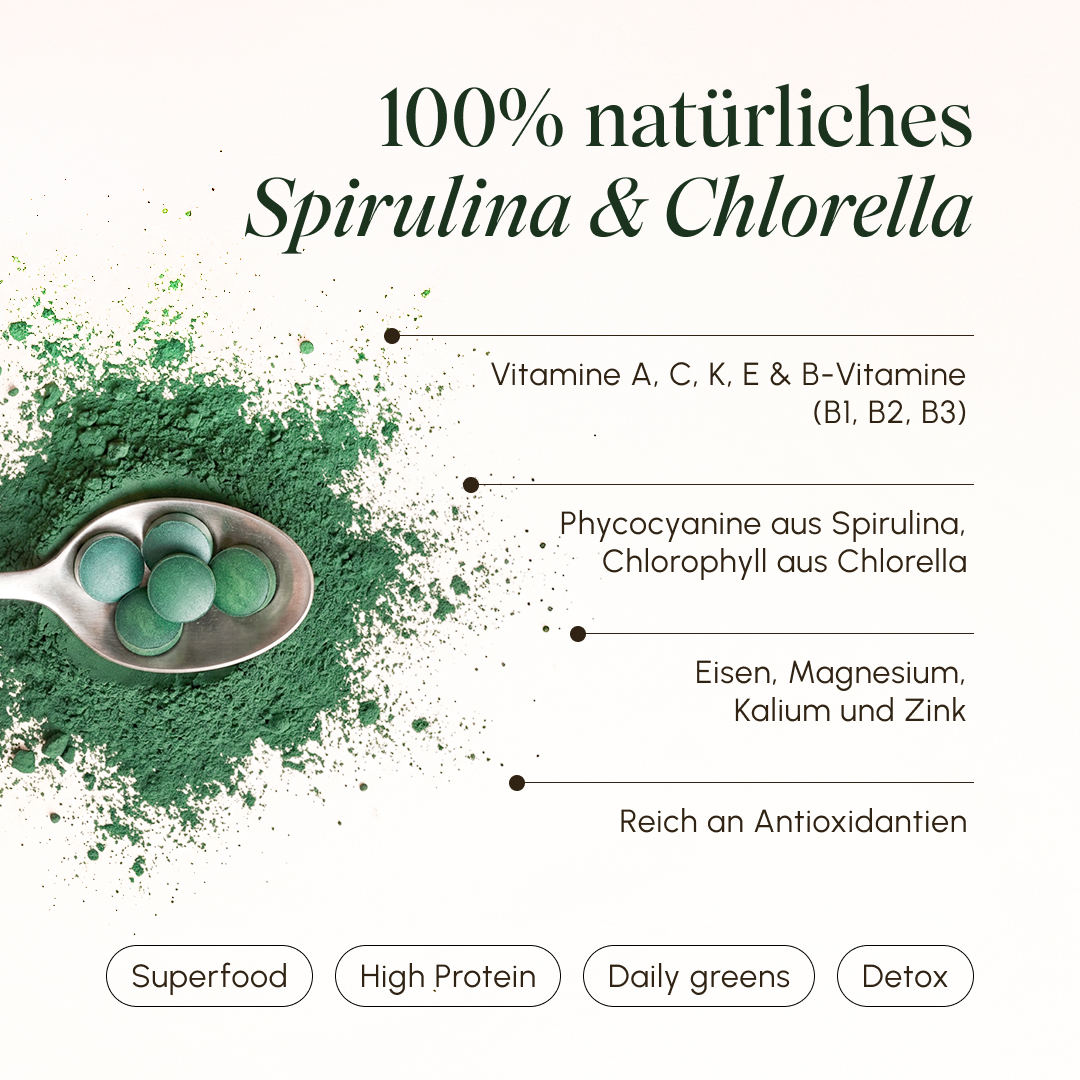 Vetain Spirulina Chlorella Bio 500 Compresse Alghe Vegan