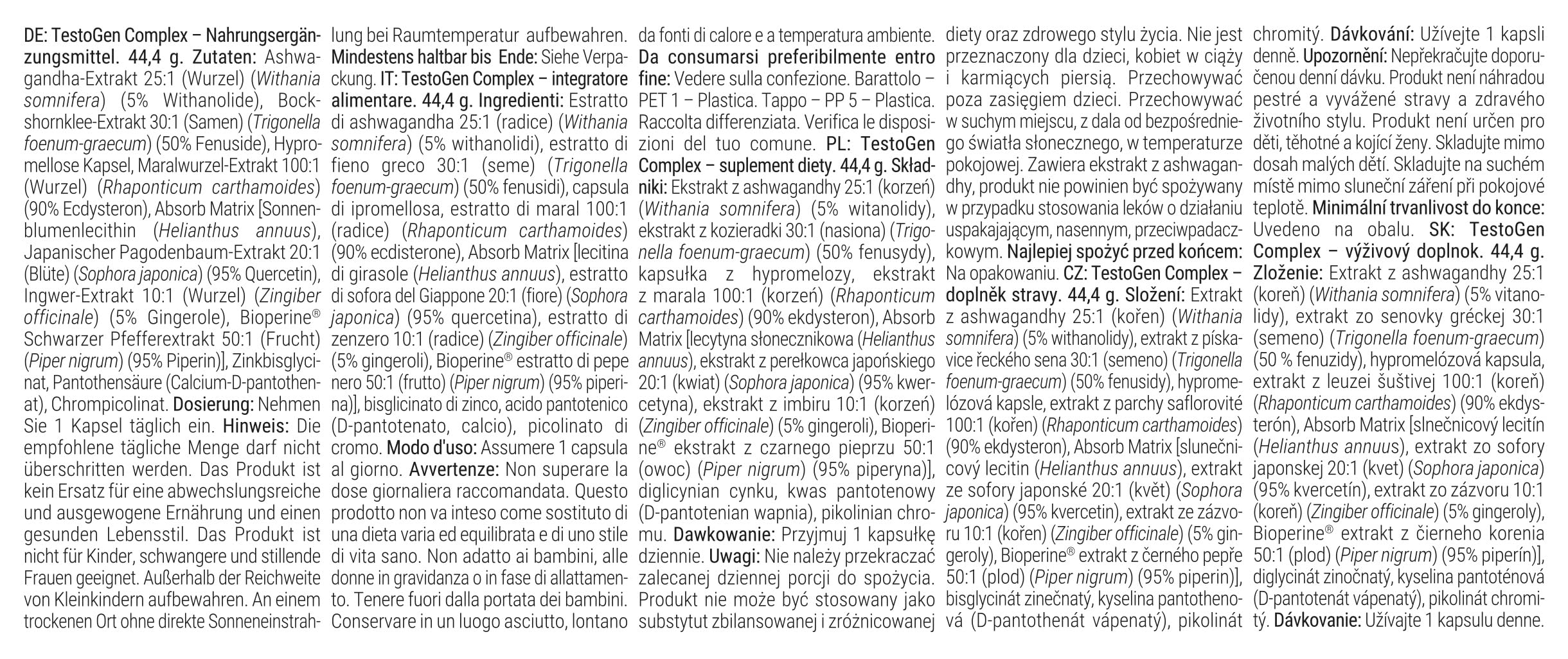 GymBeam Testogen Complex Capsule Vegane Zinco Ashwagandha