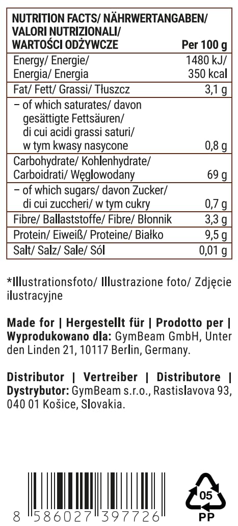 GymBeam Riso Nero Jasmine Bio 500 g Senza Glutine Integrale