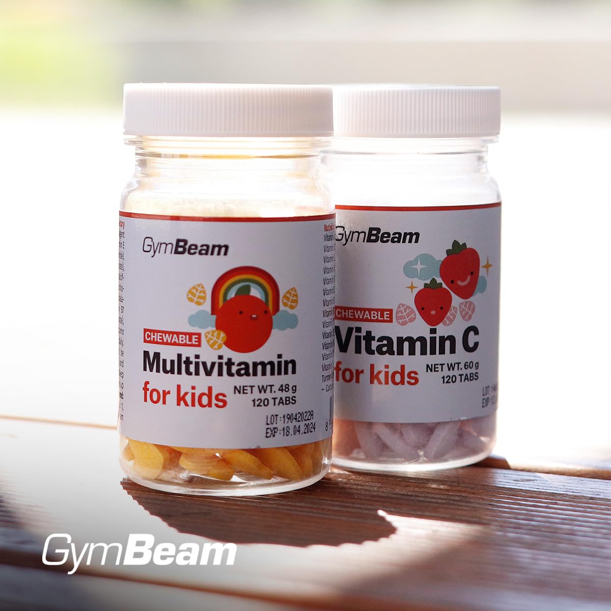 GymBeam Vitamina C bambini masticabili 120 cps fragola D3 zinco