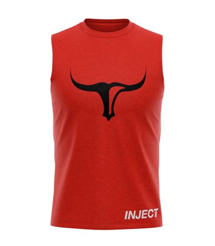 Inject Nutrition Sleeveless Muscle Maglia Rossa Cotone