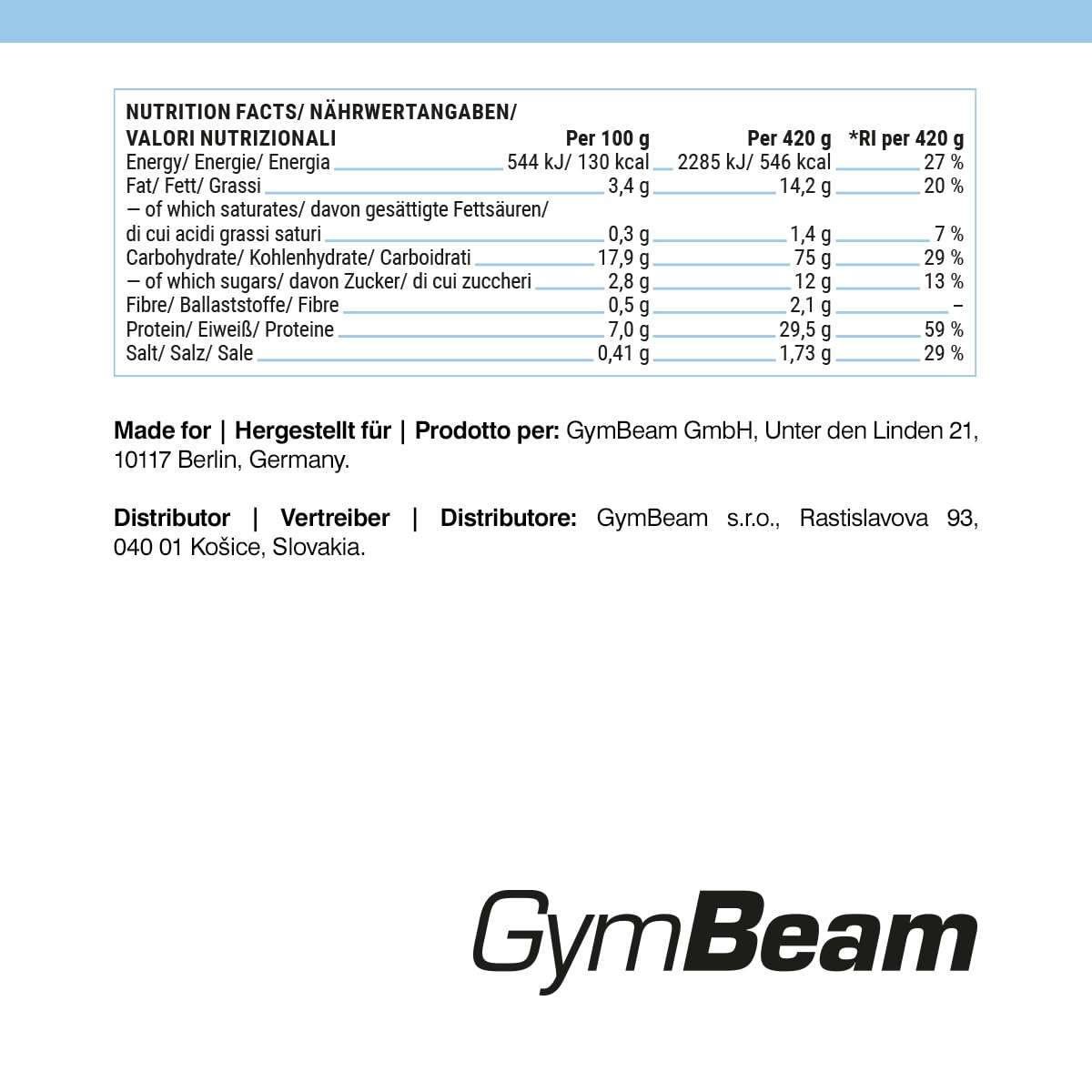 GymBeam Proteine Pollo Pasta Italiana pasto pronto 420g pollo