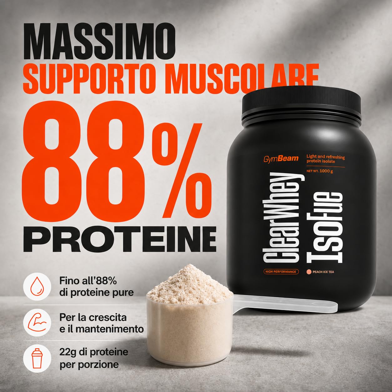 GymBeam Clear Whey isolate 1000 g gusto cocomero 88%