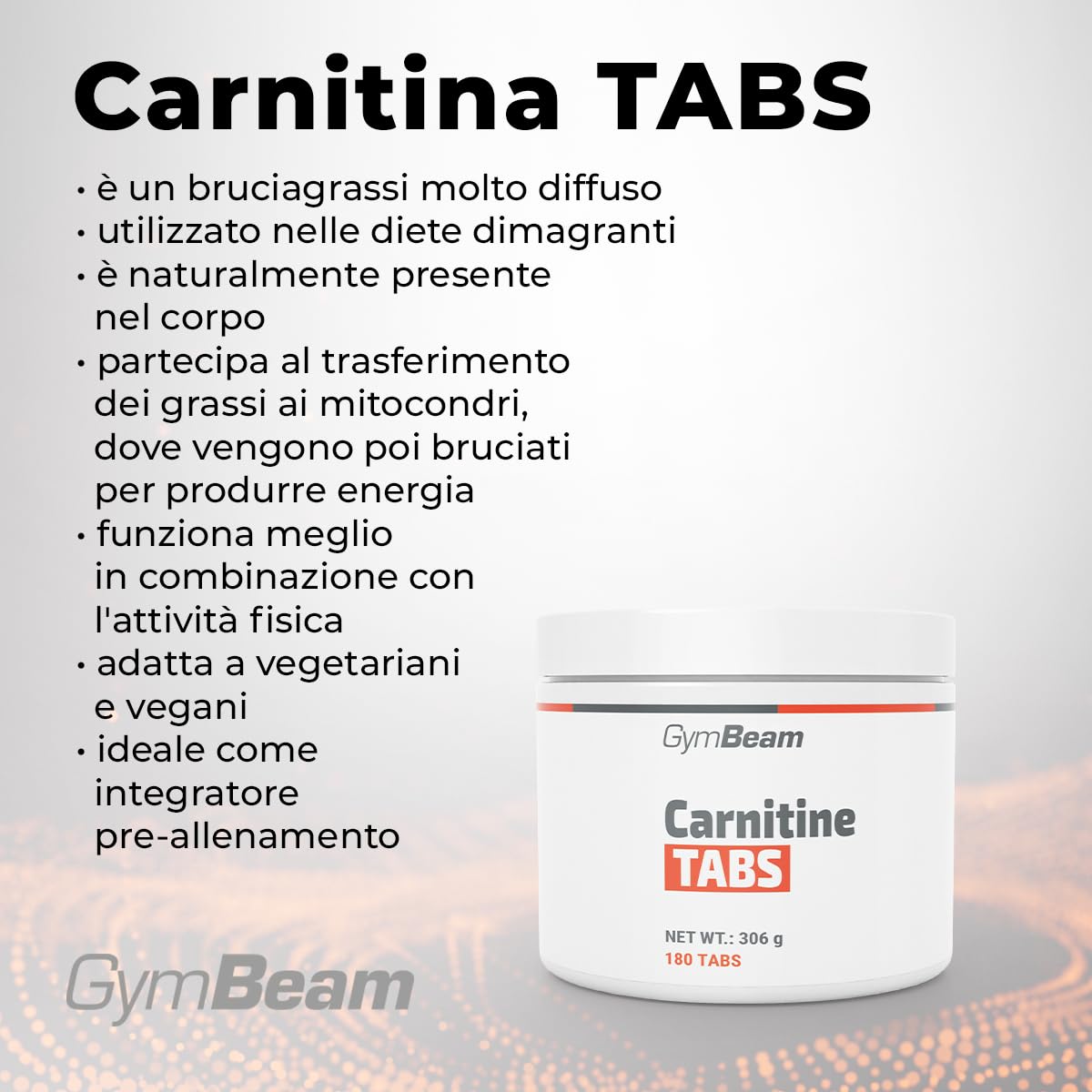 GymBeam L-Carnitina TABS 2000 mg 180 compresse vegane