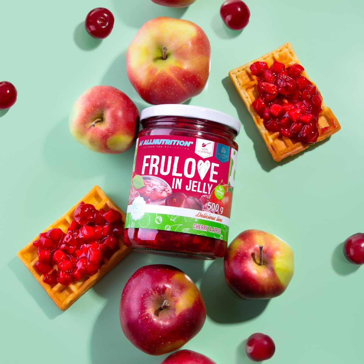 AllNutrition FRULOVE Marmellata Ciliegie Mele 500 g Senza Zucchero