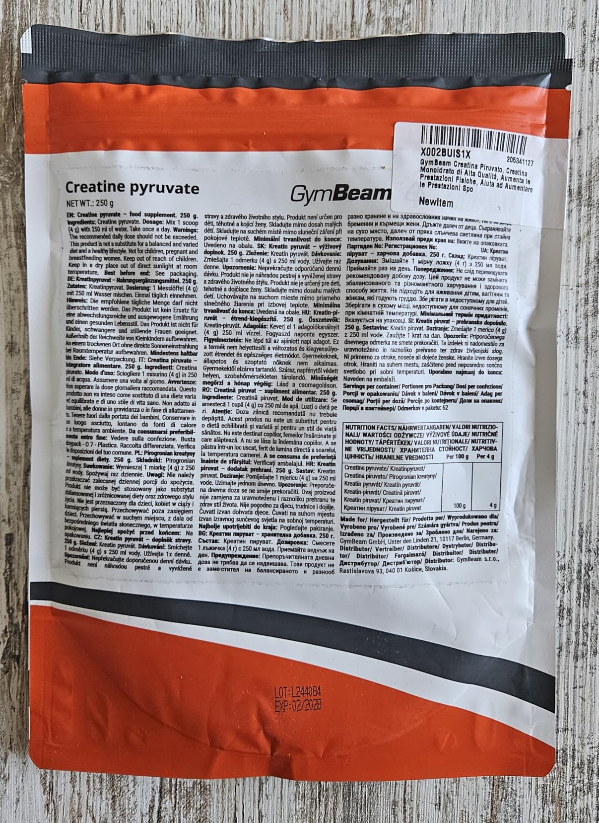 GymBeam Creatina Piruvato Monoidrato Polvere Forza