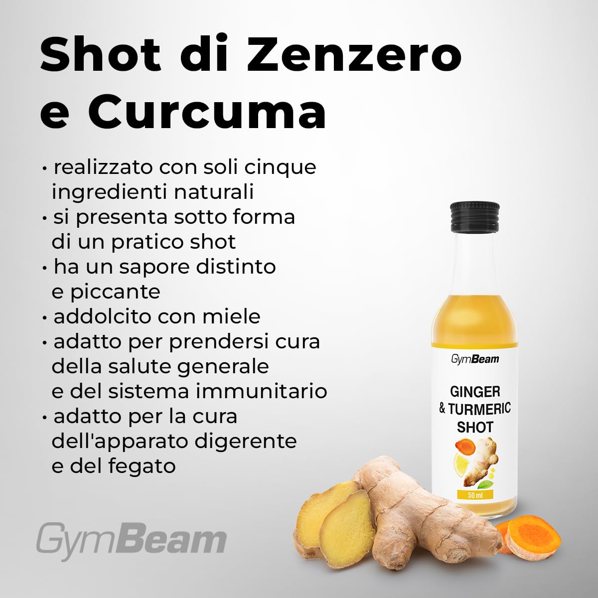 GymBeam Shot Zenzero Curcuma 9x50ml Limone Miele