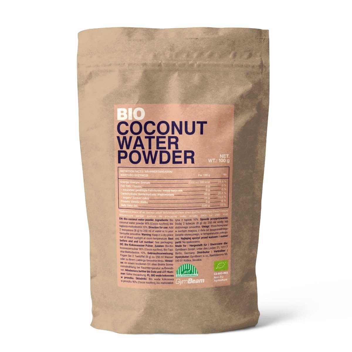GymBeam Alimentazione Acqua di Cocco BIO polvere 100 g