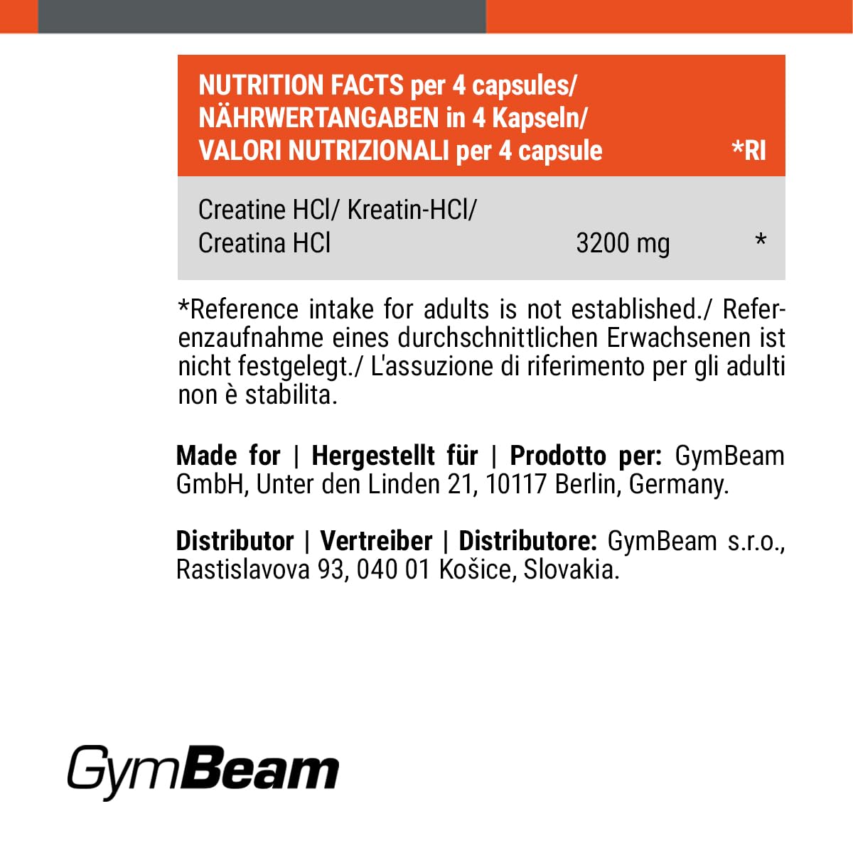 GymBeam Creatina HCL Capsule Cloridrato Prestazioni