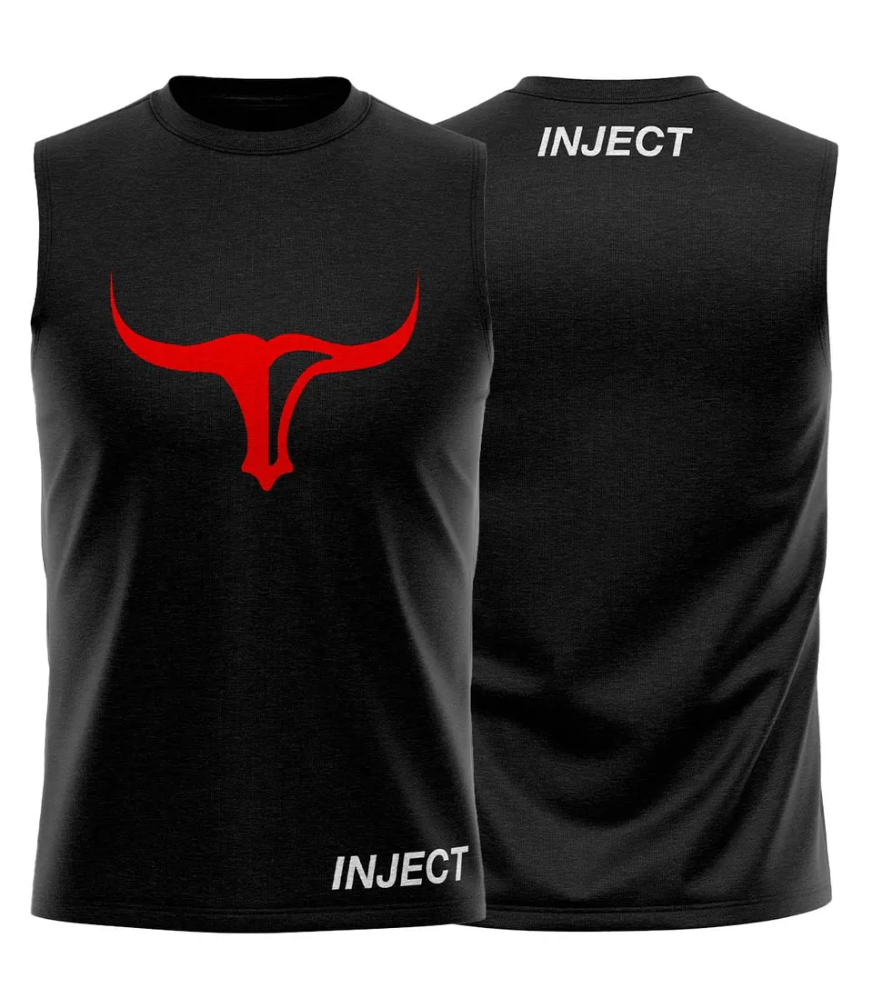 Inject Nutrition Sleeveless Muscle Maglia Nera Cotone