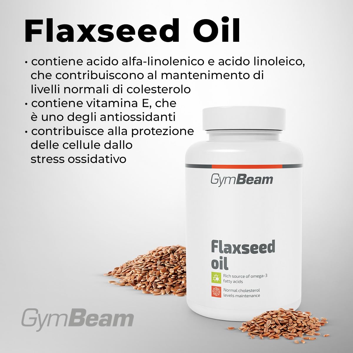 GymBeam Olio Semi Lino Capsule Omega 3 6 9 Vitamina E