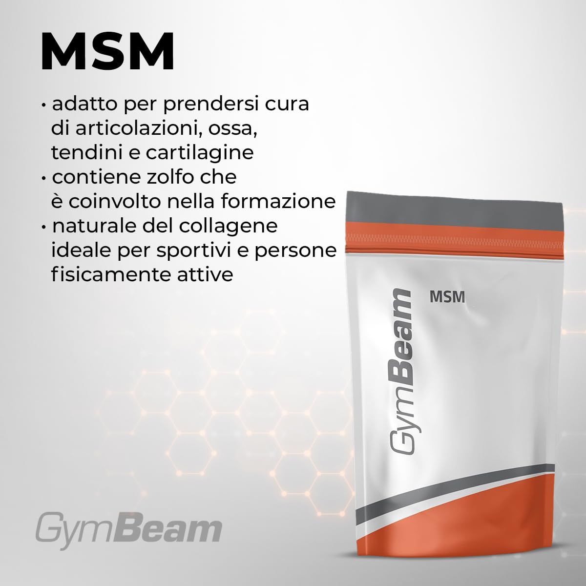 GymBeam Articolazioni MSM Integratore Polvere 500 g Vegano