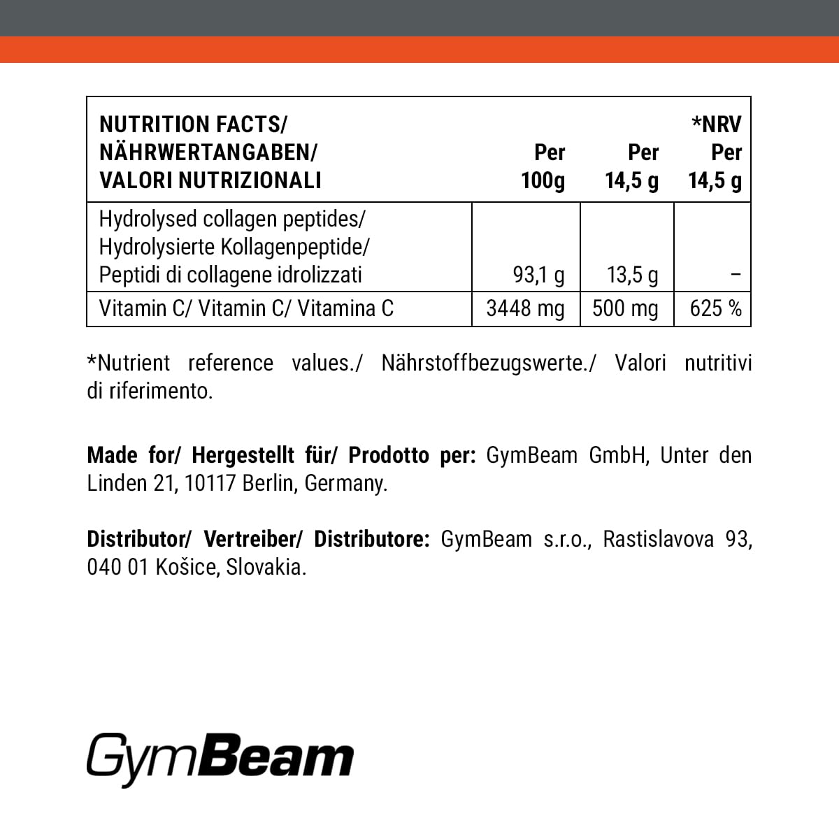 GymBeam Collagene Idrolizzato Polvere Mango-Maracuja Vit C